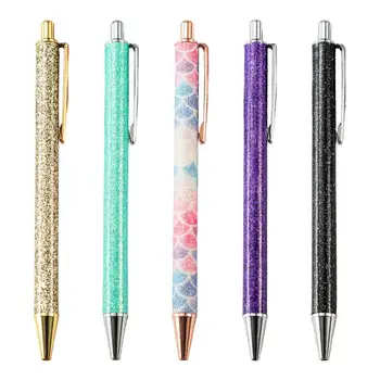 

New Colorful gold powder press ballpoint pen metal pen office stationery learning supplies can be customized logo