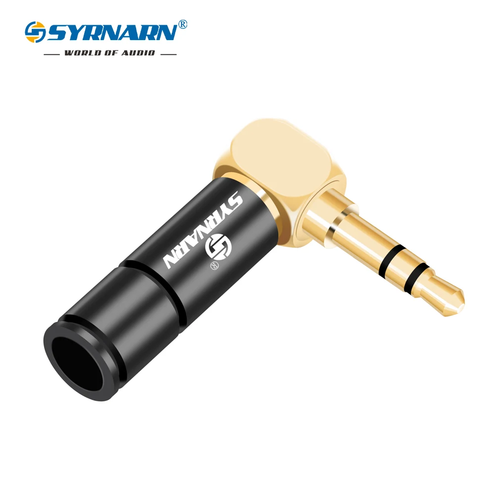 

1pcs 3.5mm 3 pole 90 degree plug stereo headphone plug L-shaped elbow right angle DIY 3.5 repair welding head for 6mm cable
