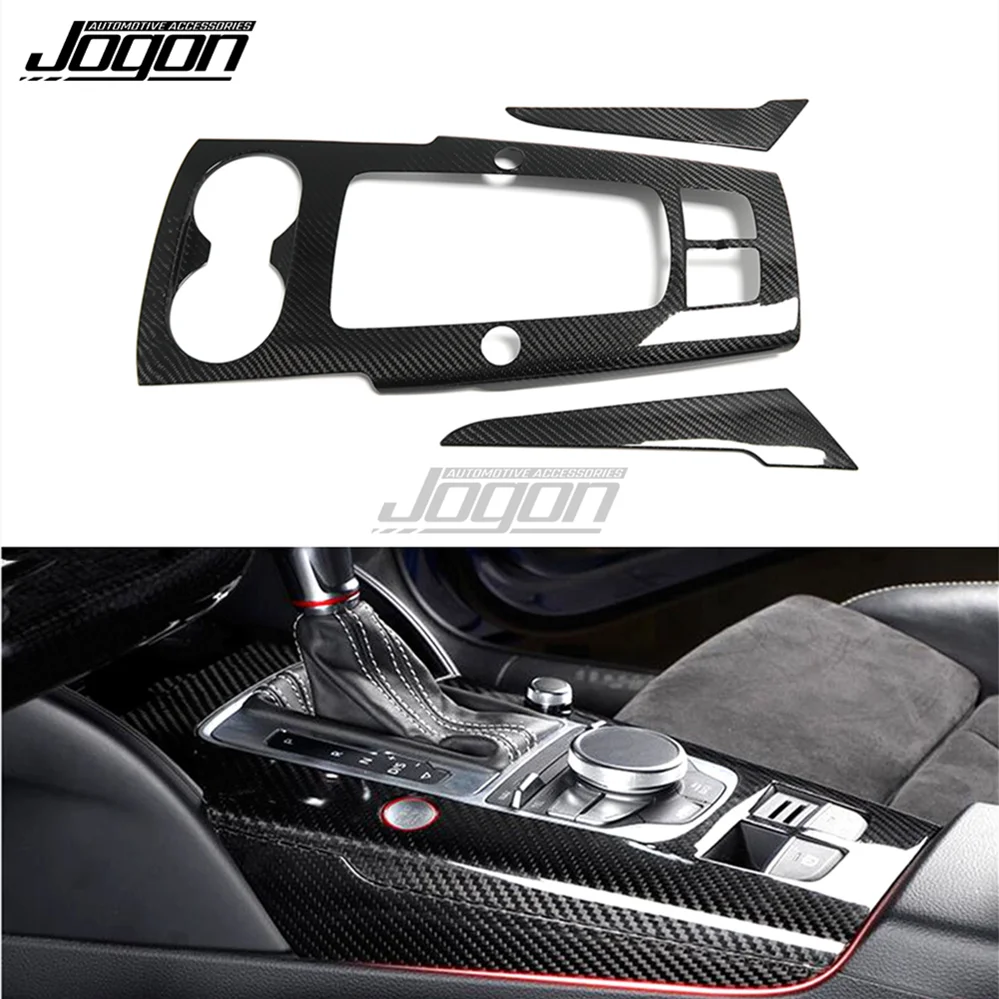 

3 pcs Carbon Fiber Central Control Panel Cover Trim For Audi A3 S3 RS3 2014-2018 Gear Panel Deca Car Interior Moldings LHD RHD
