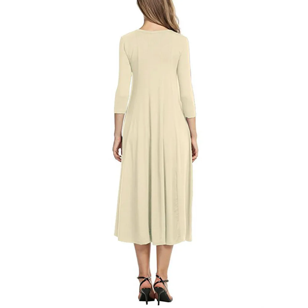 JAYCOSIN Casual Womens Half Sleeve Loose Long Maxi Dress Autumn Winter A-Line Solid color o-neck Dress Vestido Vestidos Elbise