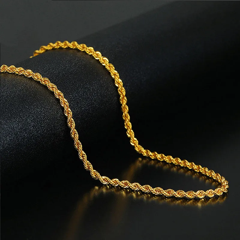PROD 1005002282507242 Genuine 18k Gold Twisted Chain Simple Temperament
Style Rope Chain AU750 Real Gold Hemp Rope Necklace Woman Gift Fine
Jewelry