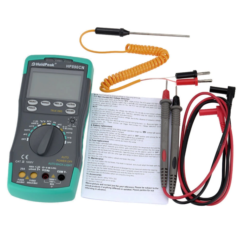 HoldPeak HP-890CN ЖК-цифровой мультиметр DMM с NCV детектором постоянного тока переменного