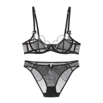 

A generation of fat New style in Europe and America sexy petals bra set GIRL'S ultra-thin non-cotton cushion mesh lace underwear