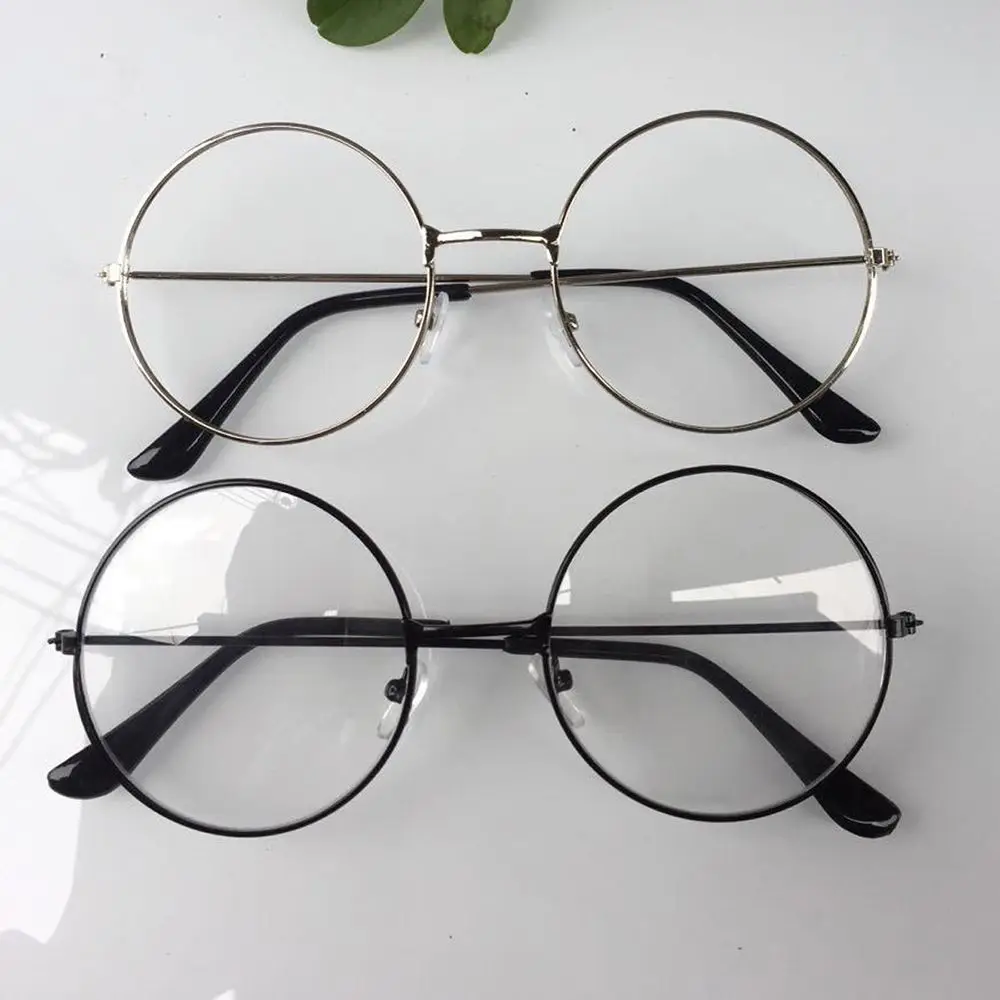 Винтажная оправа для очков с круглыми прозрачными линзами, ретро плоская оптическая оправа для близорукости, простая Классическая Металлическая оправа, очки для глаз, новое поступление