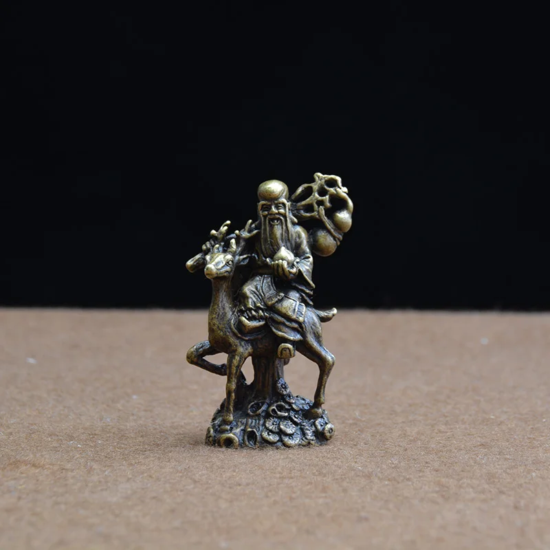 Fengshui Good Luck Bronze Ware Longevity Statue God Riding Deer Buddha Health Safety Ornament | Дом и сад