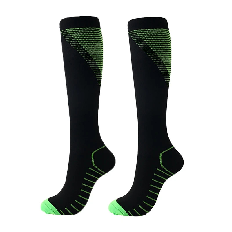 Спортивные носки для бега, марафона, носки для велоспорта, Длинные компрессионные дышащие баскетбольные футбольные обезболивающие спортивные носки для бега ZX00 - Цвет: Зеленый