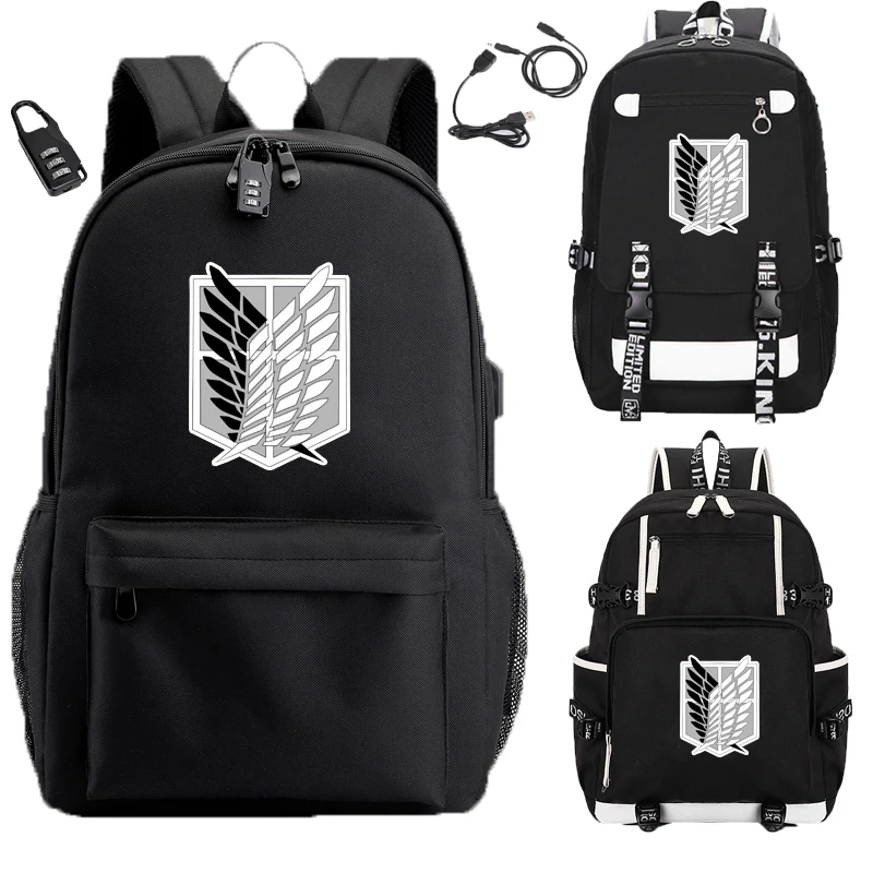 IMIDO Anime Pattern Backpacks for Teenagers Canvas Black Travel Bags Students Laptop Bag Boys Girls Back to School Backpack