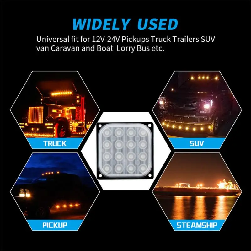 NEW Car Pickup Truck 16LEDs Emergency Warning Beacon Hazard Flash Strobe Light Off-road 16W Yellow / White Red Blue |
