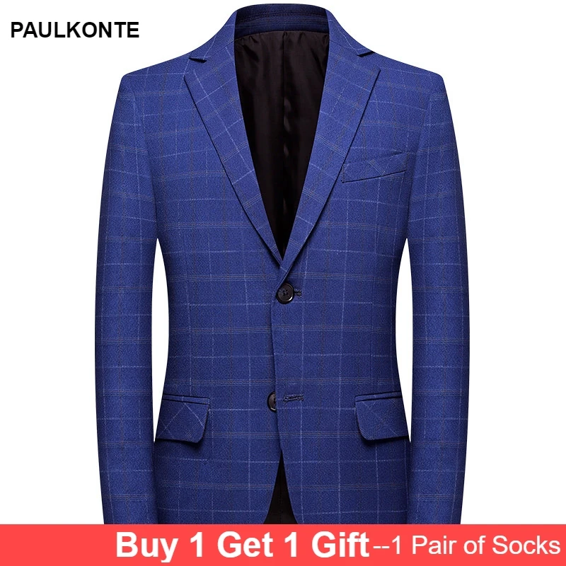 2019 High Quality Men'S Business Casual Single-Breasted Suits Men'S Simple Fashion Trend Wild Lattice Single West
