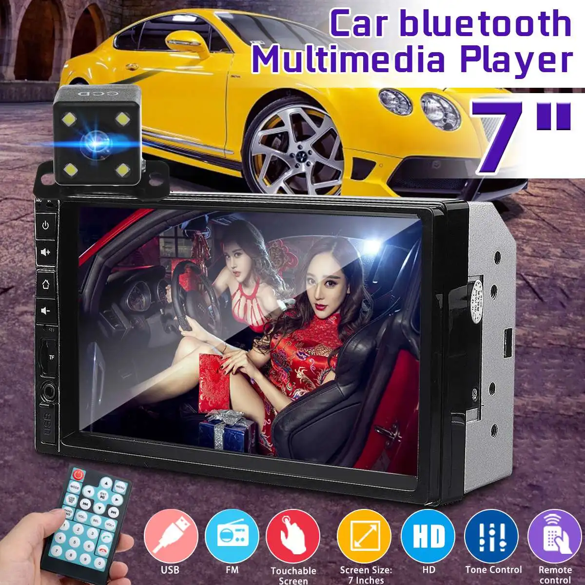 " bluetooth автомобиля HD Видео Авто Парковка монитор сенсорный экран автомобиля стерео MP5 FM радио плеер+ 4 светодиодный зеркало с экраном камеры заднего вида Monito