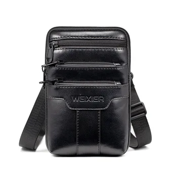 

Classic Men Shoulder Messenger Bags Small Multi-function Sling Chest Bag Belt Waist Bag Pack for Men Croccbody Bags PU Leather