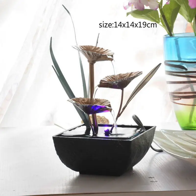 Home Decoration Water Fountain Decoration Wrought Iron Fountain Office Desktop Decoration Creative Birthday Gifts - Color: E