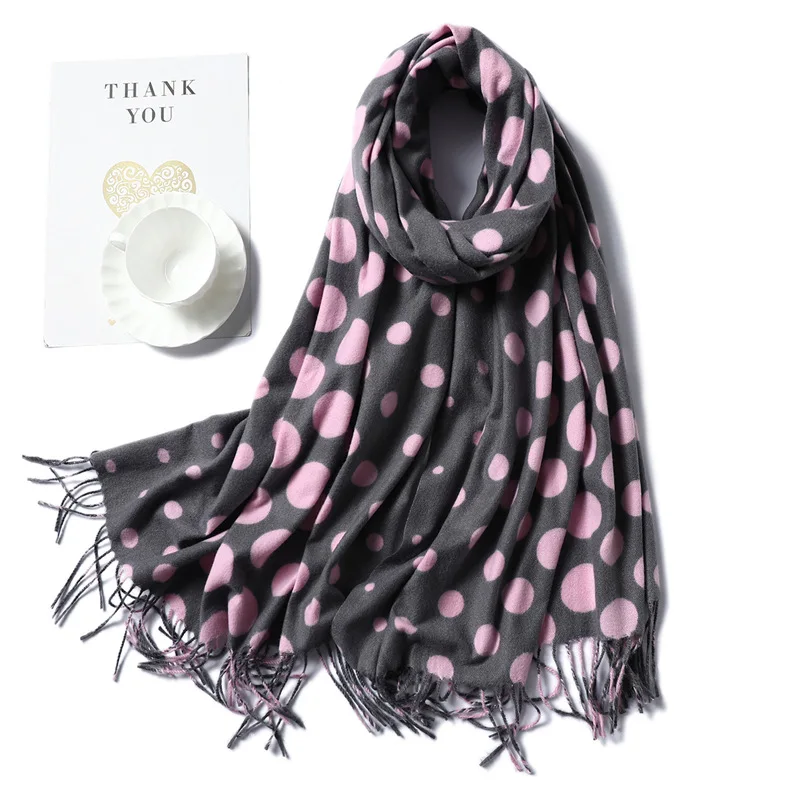 

Fashion Dot Print Scarf Women Cashmere Warm Shawls and Wraps Long Soft Pashmina Lady Neck Warmer Scarves Winter 2019 New Echarpe
