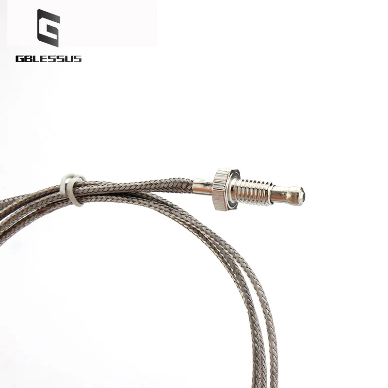 Temperature Sensor M6 Thermocouple Thread Type K/E 0-800℃ Shielded Probe Thermal Resistance 0.5/1/1.5/2/3/4/5M