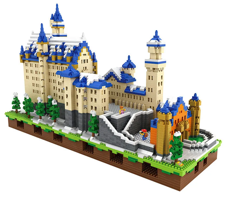 LOZ Алмазные архитектурные блоки игрушки Schloss Замок Нойшванштайн Модель Лебедь Каменный Замок блоки Строительный набор кирпичи 9049