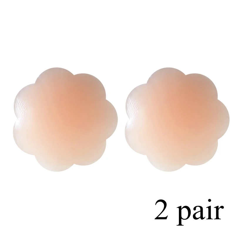 flower 2 pair Сексуальный клейкий силиконовый чехол для сосков лепестки многоразовые цветок сердце круг Бюстгальтер прокладка невидимая грудь для вечерние платья аксессуары Mujer - Цвет: flower 2 pair