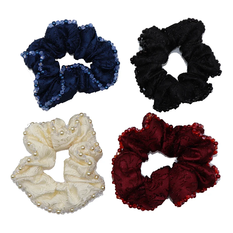 Модные зимние кружевные вязаные женские резинки с бусинами для девочек резинки для волос конский хвост Зажим Для Волос Аксессуары