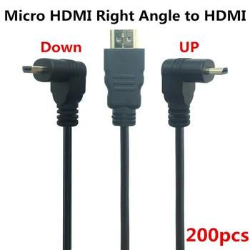 

200pcs/lot HDMI Cable 30cm Micro HDMI Right Angle Male to HDMI Male HDMI Type D 90 Degree to HDMI Cable 0.3M 1FT By DHL