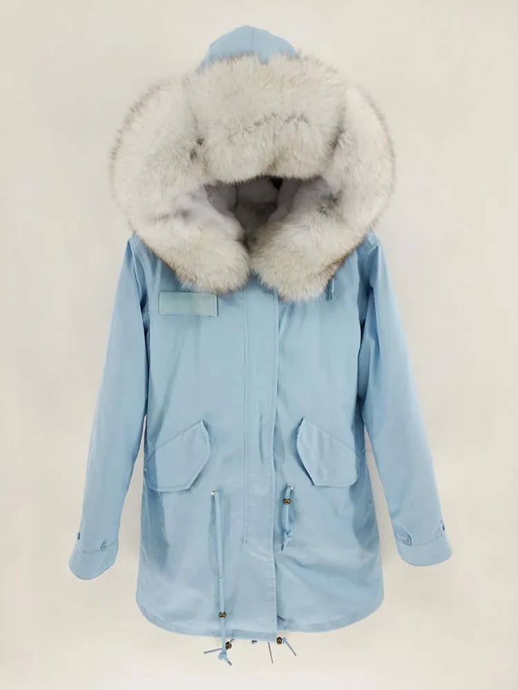 color 14 Furlove зимняя куртка Женское пальто из натурального меха длинная парка натуральный Лисий меховой капюшон, воротник верхняя одежда уличная Роскошная модная новинка - Цвет: color 14