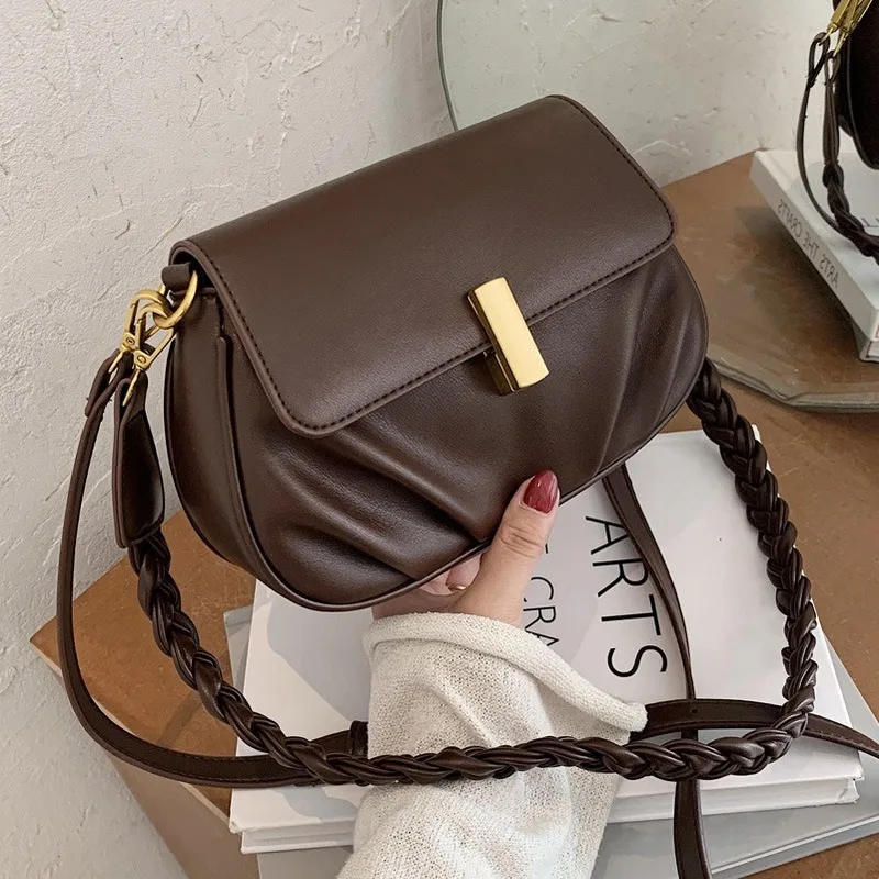 

Brand designer retro saddle bag women's bag high quality fold underarm bag 2020 new fashion lady single shoulder oblique satchel