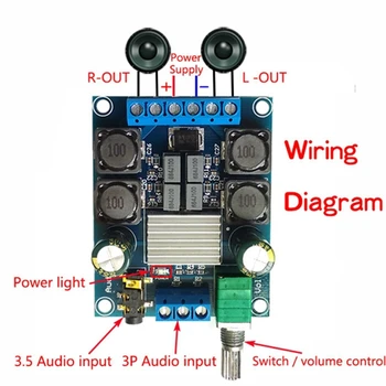 

50Wx2 TPA3116 D2 Dual Channel Digital Power Amplifier Board Stereo DC4.5-27V