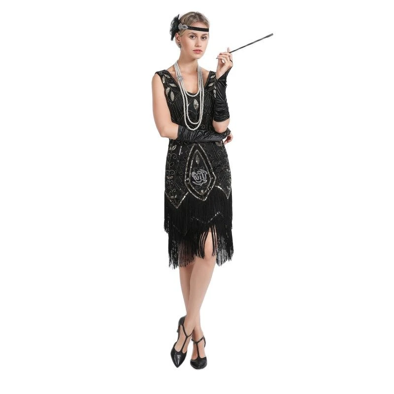 Disfraz Flapper de talla grande para mujer, vestido de los 20 con flecos para fiesta y estilo Vintage de Gatsby, 1920|Vestidos| - AliExpress