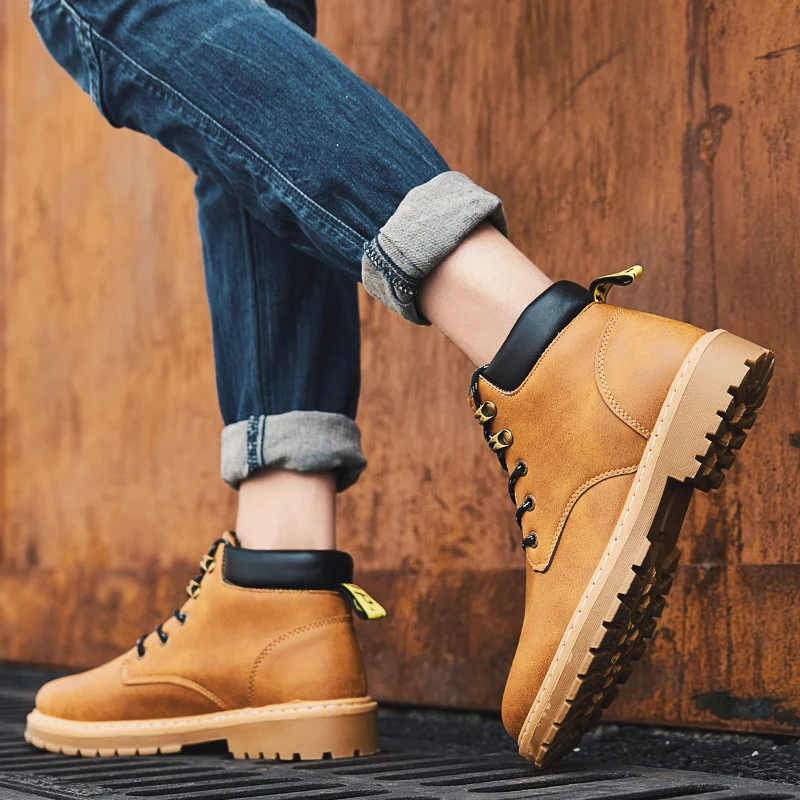Модные мужские кожаные ботинки Martens; Зимняя мужская обувь; Водонепроницаемая повседневная обувь; Мужская брендовая Роскошная Свадебная обувь; мужские ботинки; Botas