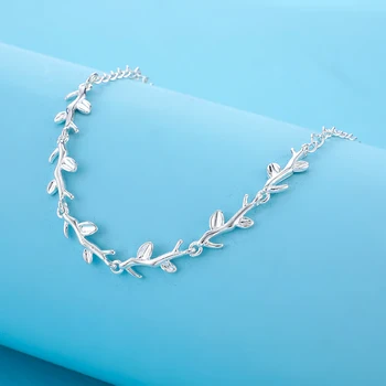 

DAIWUJAN 925 Sterling Silver Chain Bracelets Mori Leaves Branches Charm Bracelets For Women Girls Wedding Fine Jewelry