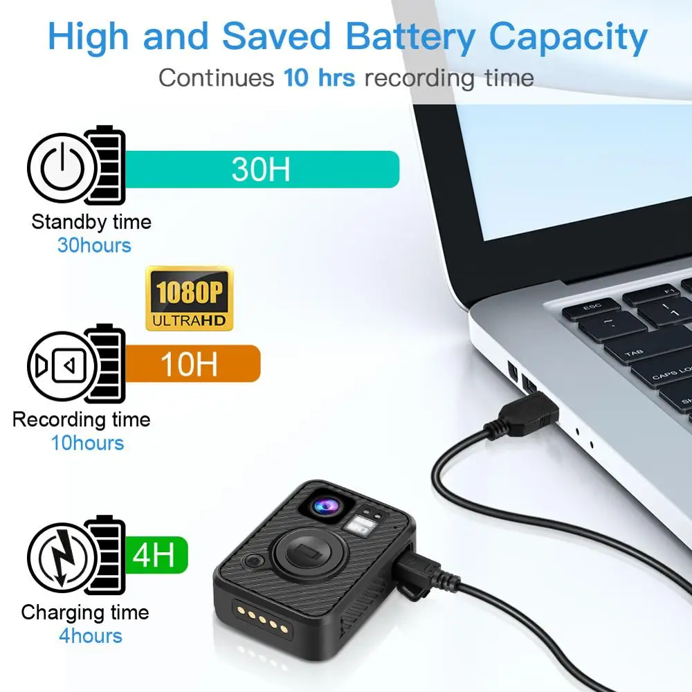 Boblov Mini Camera F1 64GB Body Worn Cam WIFI GPS For Law Enforcement 10H Recording Night Vision DVR Recorder Camera Police