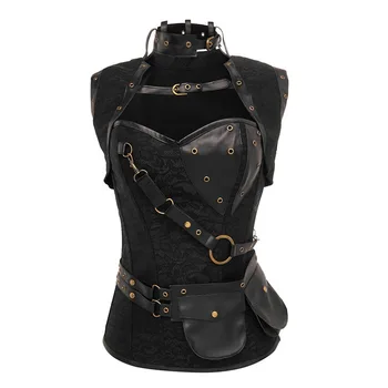 

Punk style court corset steel bone armor corset stage performance corset