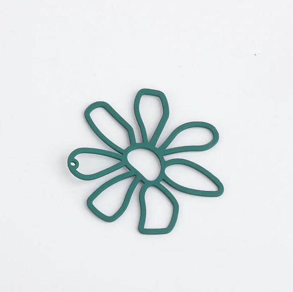 Frosted Spray Paint Color Hollow Flowers Charms 56MM 10pcs/lot For DIY Fashion Earrings Handmade Earrings Accessories Materials - Окраска металла: 2