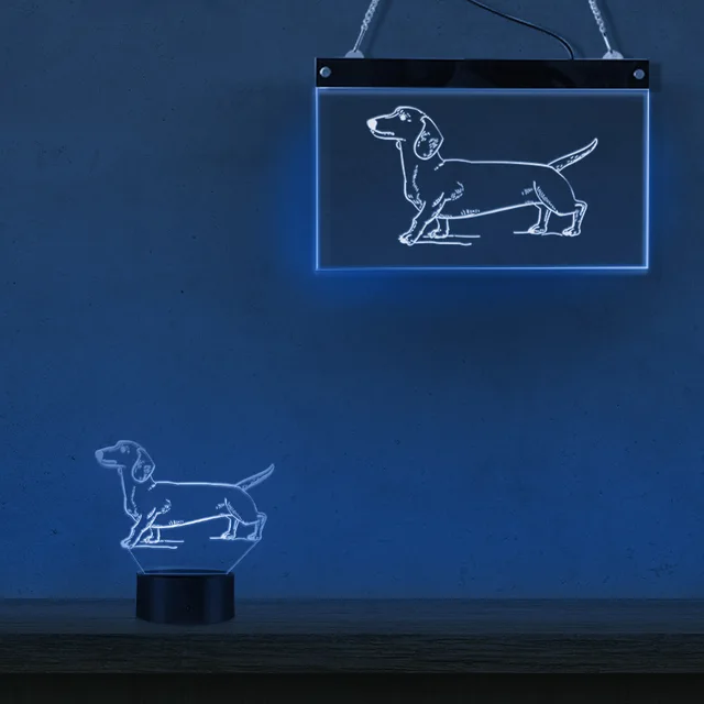 3d ilusión noche luz perro salchicha 3d luz perro raza 3d óptica ilusión noche  luz animal mascota cachorro led noche mesa de luz deco lámpara-dac