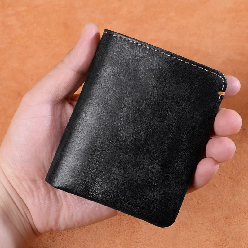 

W2018 New Style Leather Wallet Short Men's Verticle Cow Leather Wallet Casual Large-Volume Two-fold Men Leather Wallet Fashion