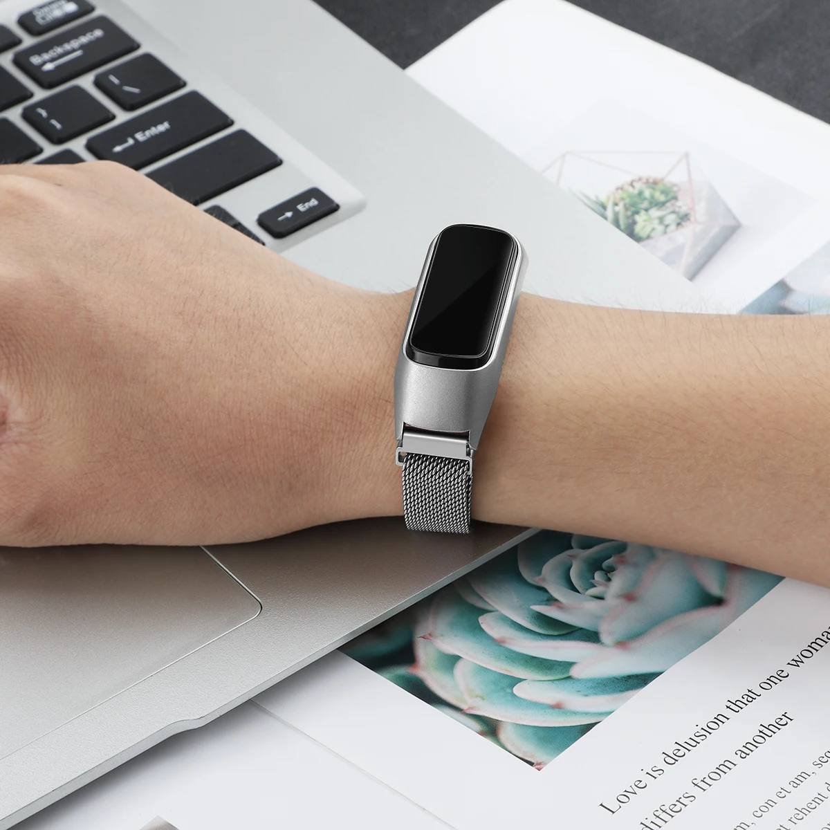 Смарт часы ремешок для samsung Galaxy Fit E ремешок для часов Stailess стальной Плетеный Магнитный всасывающий Миланский ремешок для часов