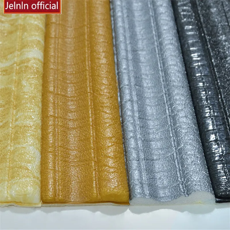 

60cmx8cmx3pcs Gold and silver simple self-adhesive skirting foam living room office bedroom kids room foot line wall stickers