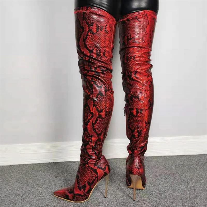 Original Intention New Stylish Red Thigh High Boots Woman Super Sexy Over Knee High Metal High Heels Woman - AliExpress Mobile