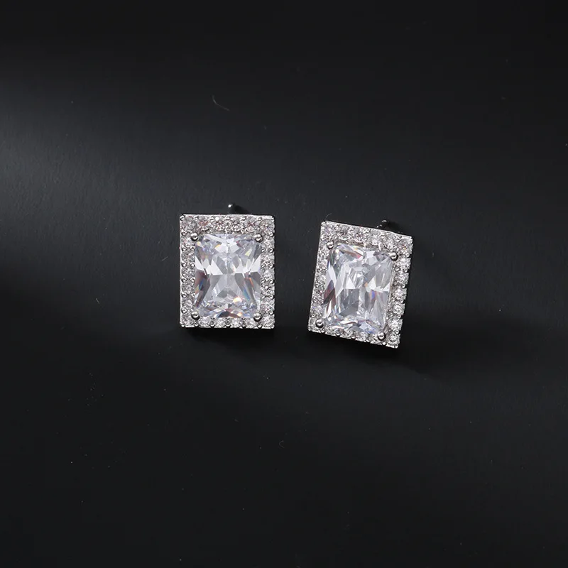

Simple Square Geometric Fashion Wedding Jewelry Big Zircon Stud Earrings For Women 2019 New