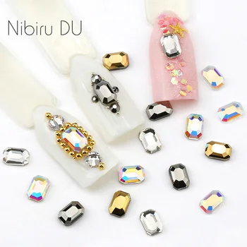 

20 pcs Nail Art Rhinestones Flat Back Rectangle Shape Glass Crystal stone For 3D Nail Design Art Rhinestones Decorations