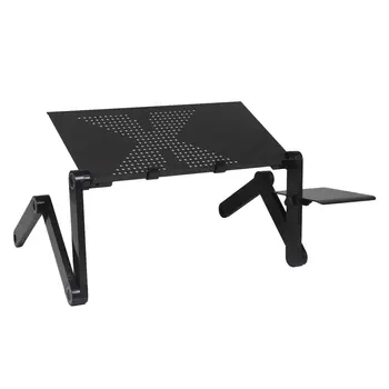 

Adjustable Aluminum Laptop Desk Table Ergonomic TV Bed Lapdesk Tray PC Notebook Table Desk Stand With Cooling Fan Mouse Pad