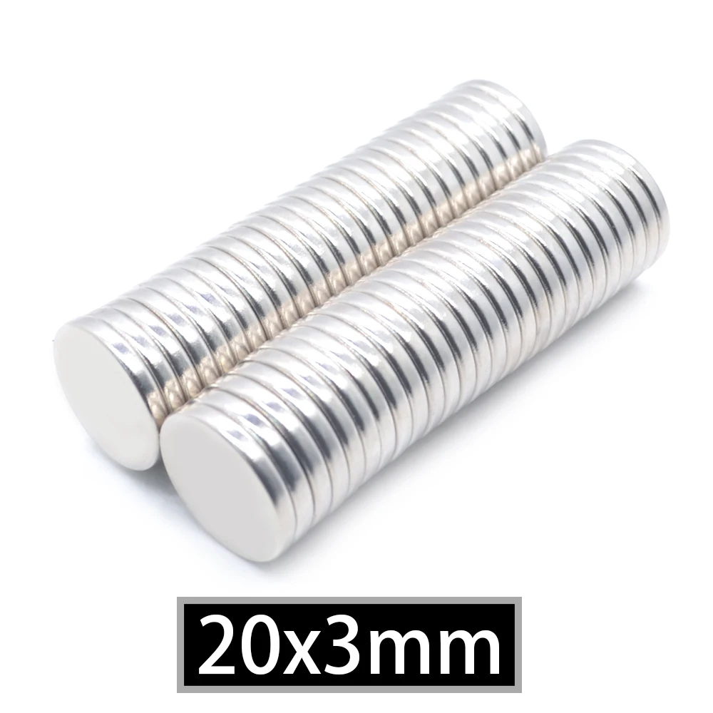 10 pieces. 20mm x 3mm N35 mini super strong rare earth fridge magnet permanent magnet 20x3 small round neodymium magnet 20* 3