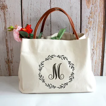

Custom Monogrammed Tote Bags Bridesmaid Wedding Gift Personalized Burlap bridal party canvas Unique Gifts Weekender Beach bag
