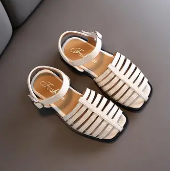 

2020 New Brand Children Sandals For Girls Pu Leather Kids Summer Flat Shoes Children Fashion Gladiator Sandals Black Pink White