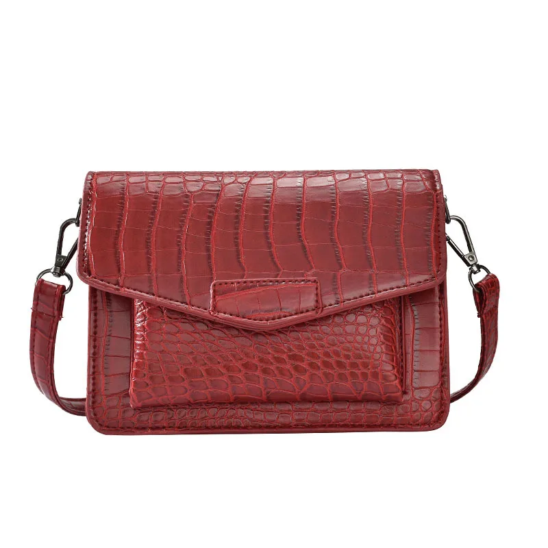 

2019 New Style Mini Square Sling Bag Retro Crocodile Pattern PU Handbag Women's Crossbody Bag