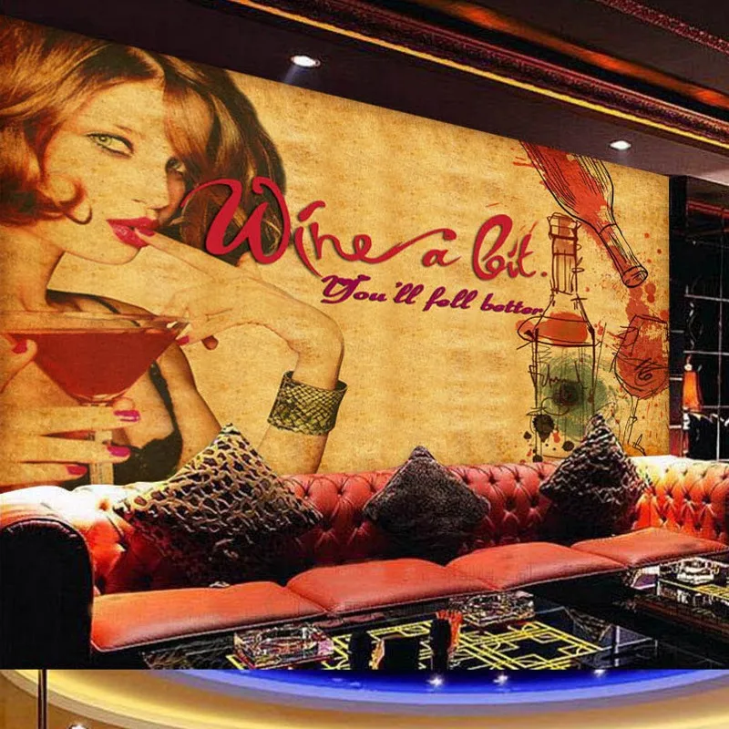 

Dropship Dropship Custom Europe And The United States Retro Red Wine Winery Restaurant Background Wall Photo Wallpaper