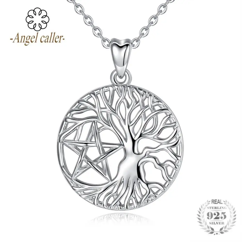 

Angel Caller 925 Sterling Silver Celtics Knot Tree of life Pendant Necklaces with Star Charming Jewelry gift For women CYD418