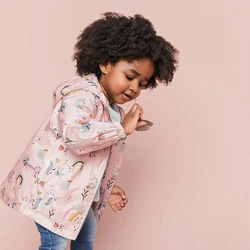 Primavera autunm dos desenhos animados impresso roupas para meninas roupas de criança princesa criança casaco de bebê crianças casaco com capuz jaqueta das crianças