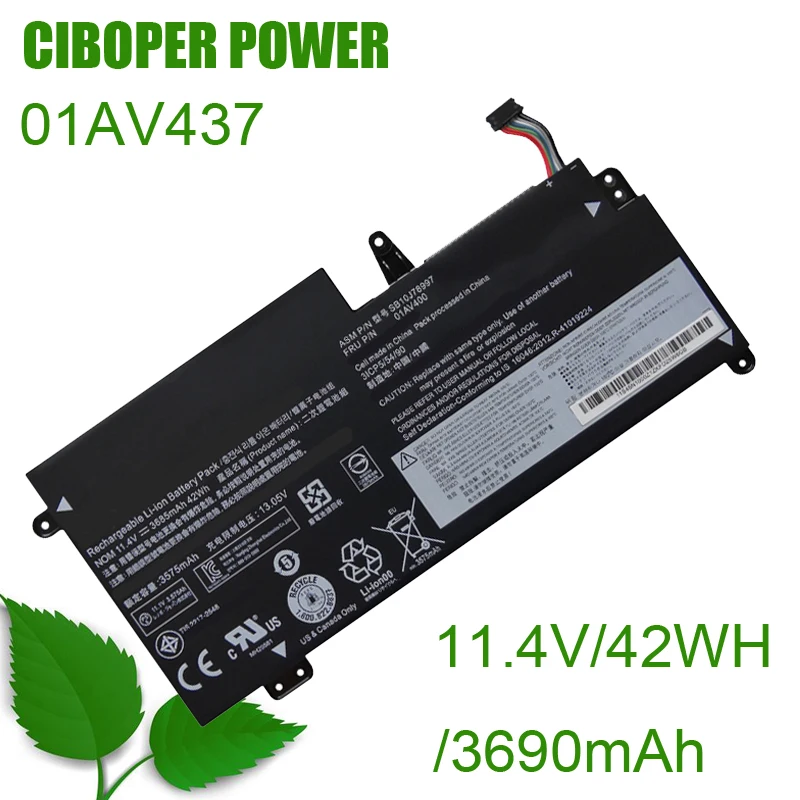 

CP настоящая аккумуляторная батарея для ноутбука 01AV437 11,4 V/42WH/3690mAh для S2 13 20GL 13,3 "Chromebook Series 01AV400 01AV401 01AV435 01AV437