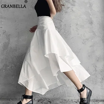 

2020 New Spring Summer Office Lady White High Waist Layers Pleated Skirt Elegant Women's Fashion Tide Streetwear Saias