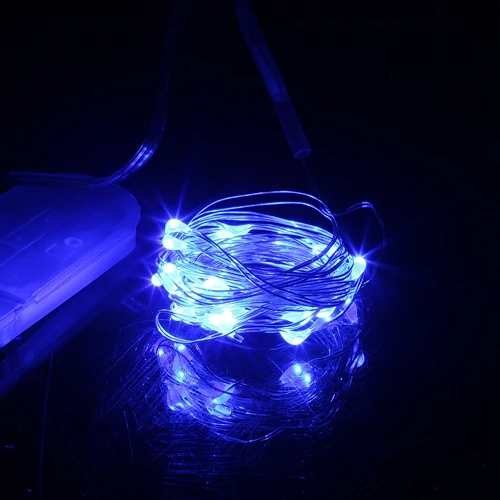 Микро светодиодный Сказочный свет CR2032 Кнопка батарея работает 2 м 20 светодиодный S медный светодиодный свет шнура для дома Рождество Свадебные украшения - Испускаемый цвет: Blue