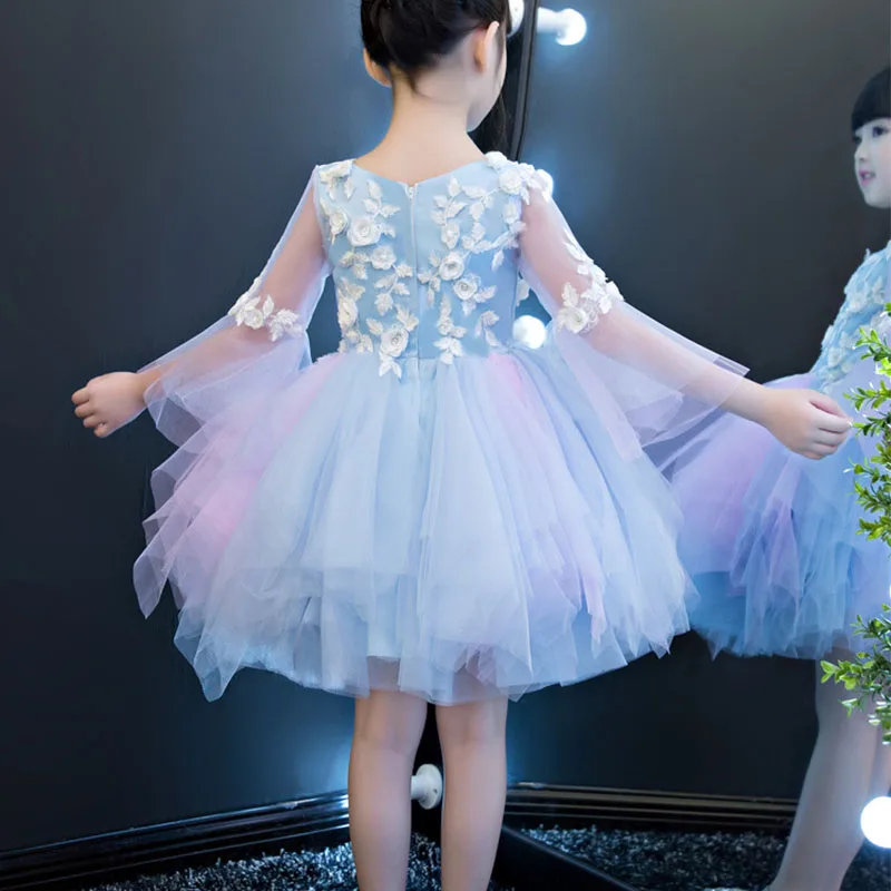 Kids First Communion Dresses Long Trailing Girls Dress Child Mermaid Long Tail Peacock Ball Gown For Wedding Evening Prom Party